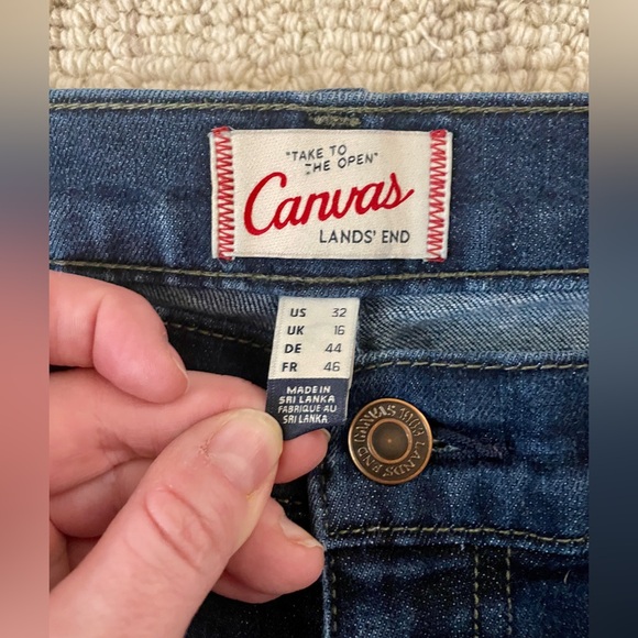 Women’s Size 32 Lands End Pin Straight Canvas Denim Jeans - Picture 3 of 6